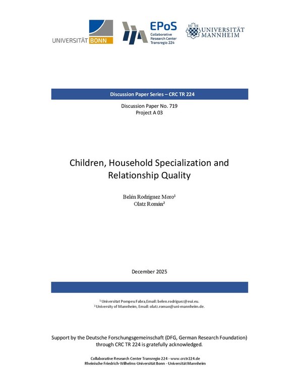 Children, Household Specialization and  Relationship Quality