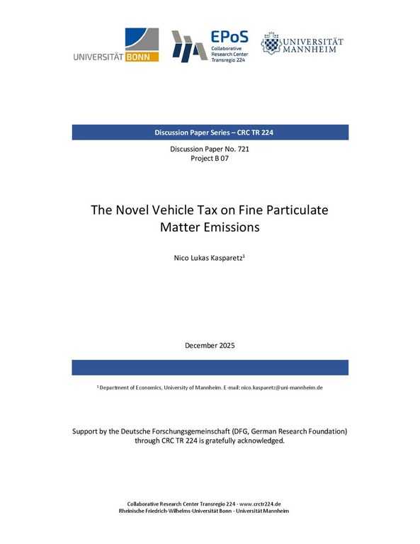The Novel Vehicle Tax on Fine Particulate Matter Emissions