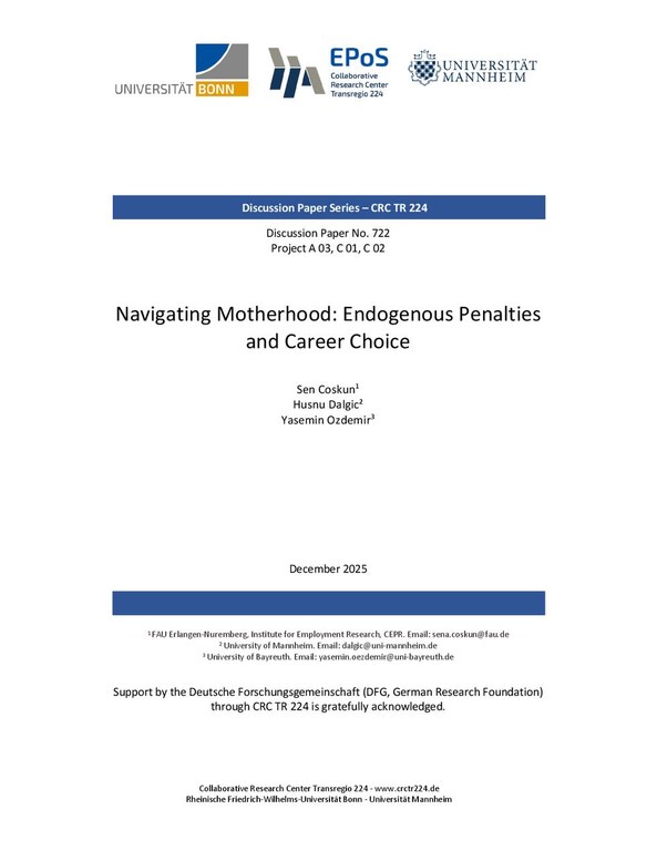 Navigating Motherhood: Endogenous Penalties and Career Choice
