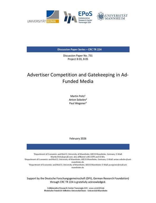 Advertiser Competition and Gatekeeping in Ad Funded Media