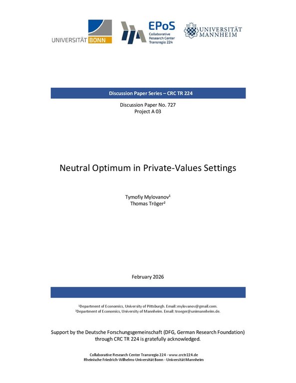 Neutral Optimum in Private-Values Settings