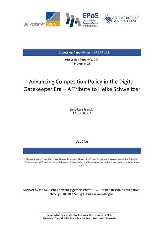 Advancing Competition Policy in the Digital Gatekeeper Era – A Tribute to Heike Schweitzer