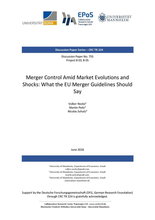 Merger Control Amid Market Evolutions and Shocks: What the EU Merger Guidelines Should Say