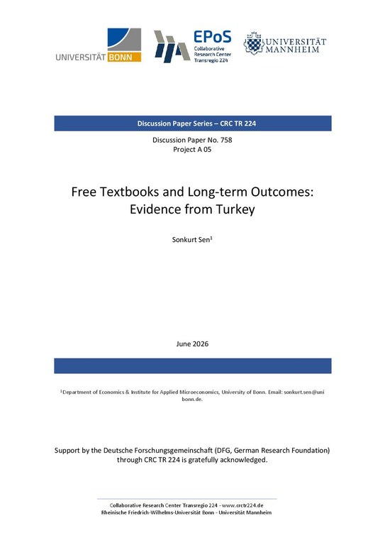 Free Textbooks and Long-term Outcomes: Evidence from Turkey