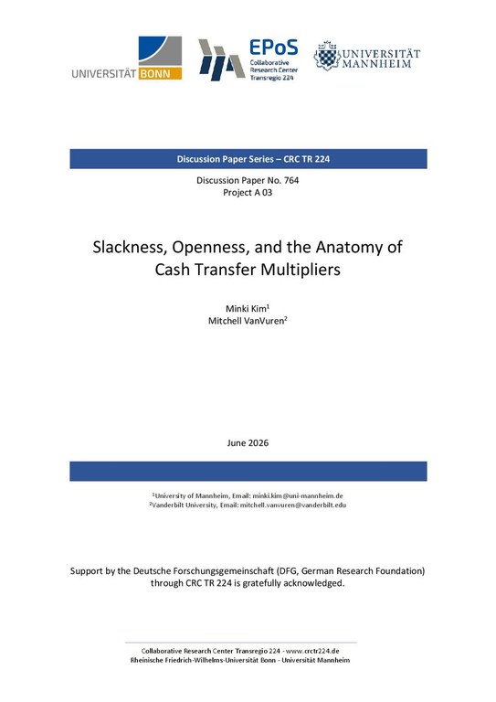 Slackness, Openness, and the Anatomy of  Cash Transfer Multipliers