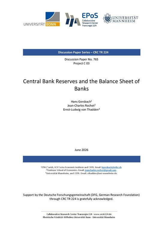 Central Bank Reserves and the Balance Sheet of  Banks