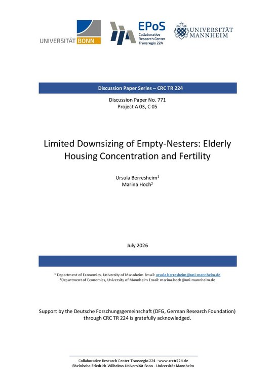 Limited Downsizing of Empty-Nesters: Elderly Housing Concentration and Fertility