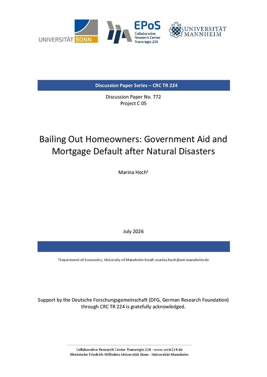 Bailing Out Homeowners: Government Aid and Mortgage Default after Natural Disasters