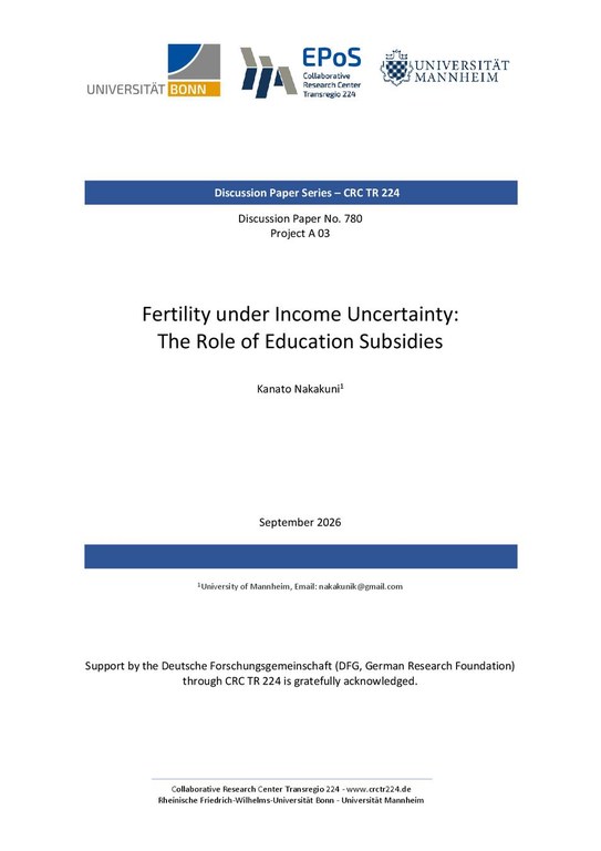 Fertility under Income Uncertainty: The Role of Education Subsidies