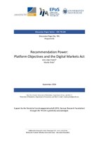Recommendation Power: Platform Objectives and the Digital Markets Act