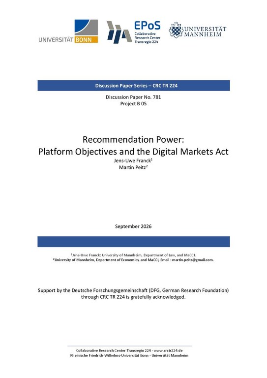 Recommendation Power: Platform Objectives and the Digital Markets Act