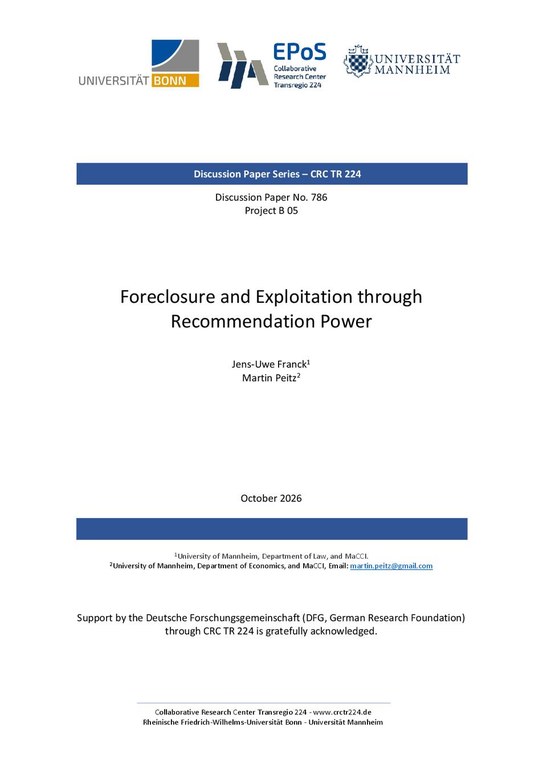 Foreclosure and Exploitation through Recommendation Power