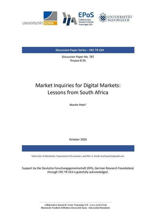Market Inquiries for Digital Markets: Lessons from South Africa